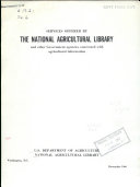 Services Offered by the National Agricultural Library and Other Government Agencies Concerned with Agricultural Information