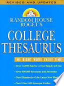 Random House Roget's College Thesaurus PDF Book By Carol G. Braham,Random House (Firm)