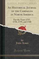 An Historical Journal of the Campaigns in North America, Vol. 1 of 3