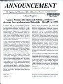 Grants Awarded to State and Public Libraries to Acquire Foreign Language Materials, Fiscal Year 1993