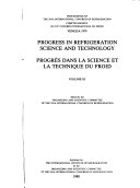 Progress in Refrigeration Science and Technology