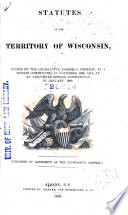 Laws Of Wisconsin Territory Passed By The Legislative Assembly
