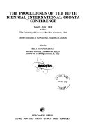 The Proceedings of the Fifth Biennial International CODATA Conference