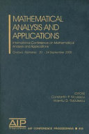 Mathematical Analysis and Applications Book