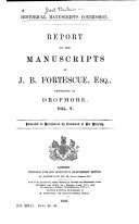 The Manuscripts of J B  Fortescue    