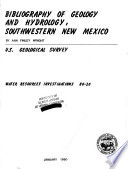 Bibliography Of Geology And Hydrology Southwestern New Mexico