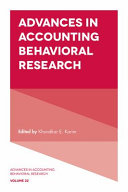 Advances in Accounting Behavioral Research Pdf/ePub eBook