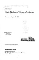Activities of State Geological Survey of Kansas