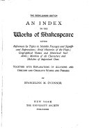 An index to the works of Shakspere