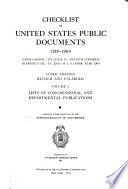 Checklist of United States Public Documents 1789 1909  Congressional