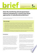 Does the monitoring of local governance improve transparency? Lessons from three approaches in subnational jurisdictions
