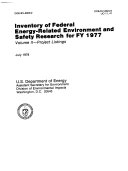 Inventory of Federal Energy related Environment and Safety Research for    
