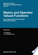 Matrix And Operator Valued Functions