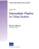Intermediate Algebra for College Students Book