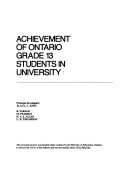 Achievement of Ontario Grade 13 Students in University