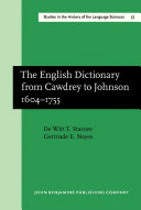 The English Dictionary from Cawdrey to Johnson 16041755 Pdf/ePub eBook