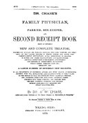 Dr. Chase's Family Physician, Farrier, Bee-keeper, and Second Receipt Book