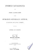 Index Catalogue Of The Library Of The Surgeon General S Office United States Army