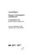 Annual Report  Director of Investigation and Research  Competition Act