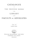 Catalogue of the Printed Books in the Library of the Faculty of Advocates: Homer-Marx. 1876
