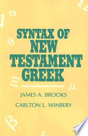 Syntax of New Testament Greek Book