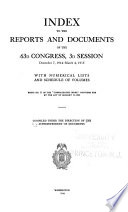 Index To The Reports And Documents Of The Congress With Numerical Lists And Schedule Of Volumes