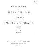 Catalogue of the Printed Books in the Library of the Faculty of Advocates