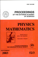 Proceedings of the Estonian Academy of Sciences, Physics and Mathematics