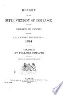 Report of the Superintendent of Insurance of the Dominion of Canada for the Year Ending 31st December     Book