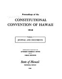 Proceedings of the Constitutional Convention of Hawaii, 1950: Journal and documents
