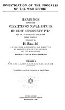 Investigation of the Progress of the War Effort: Renegotiation of war contracts