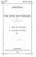Dictionary of the Efïk Language