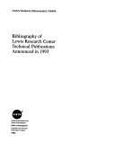 Bibliography of Lewis Research Center Technical Publications Announced in 1993 Book