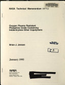 Oxygen Plasma Resistant Phosphine Oxide Containing Imide arylene Copolymers Book