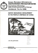Water Resources Development in the People's Republic of China