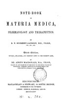 Note-book of materia medica, pharmacology and therapeutics. With a suppl. by A. Macdonald