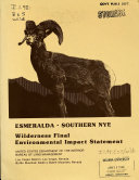 Final Environmental Impact Statement, Wilderness Recommendations for Esmeralda-Southern Nye Planning Area, Nevada