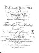 Paul and Virginia  A Musical Drama  by J  Cobb  founded on Bernadin de Sr Pierre s novel   etc