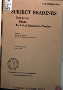 Subject Headings Used by the USAEC Technical Information Service