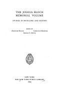 The Joshua Bloch Memorial Volume