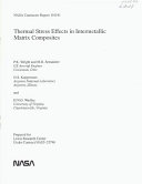 Thermal Stress Effects in Intermetallic Matrix Composites Book