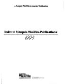 Index to Marquis Who's Who Publications 1994