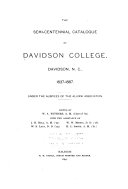 The Semi-centennial Catalogue of Davidson College, Davidson, ...
