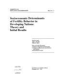 Socioeconomic Determinants of Fertility Behavior in Developing Nations Book