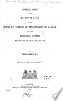 General Index to the Journals of the House of Commons of the Dominion of Canada and of the Sessional Papers      Book