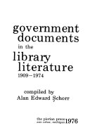 Government Documents In The Library Literature 1909 1974