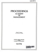 Proceedings of the Annual Meeting of the Academy of Management Book