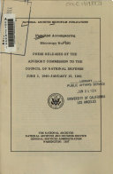Press Releases of the Advisory Commission to the Council of National Defense, June 3, 1940-January 15, 1941
