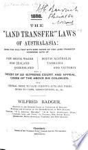 The  land Transfer  Laws of Australasia