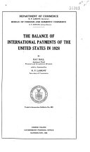 The Balance of International Payments of the United States in 1928